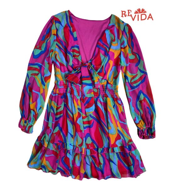 Dresses & Skirts - Vibrant Casual Swing Skater Mini Tiered Dress Disco/Retro Tie Dye Pattern